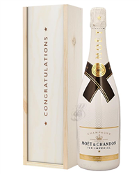 Moet Ice Imperial Champagne Congratulations Gift In Wooden Box