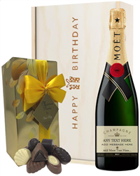 Personalised Birthday Champagne and Chocolates Gift Box