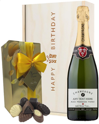 Personalised Birthday Champagne and Chocolates Gift Box