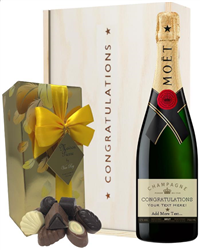 Personalised Congratulations Champagne and Chocolates Gift Box