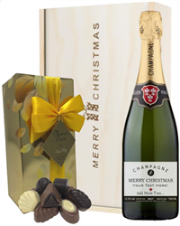 Personalised Christmas Champagne and Chocolates Gift Box