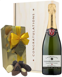 Personalised Congratulations Champagne and Chocolates Gift Box