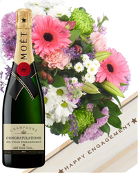 Personalised Engagement Champagne and Flowers