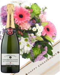 Personalised Engagement Champagne and Flowers