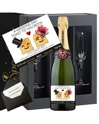 Personalised Mr & Mrs Wedding Toast Champagne and Glasses