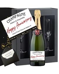 Personalised Signature Anniversary Champagne and Glasses