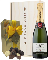 Personalised Thank You Champagne and Chocolates Gift Box