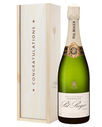 Pol Roger Champagne Congratulations Gift In Wooden Box