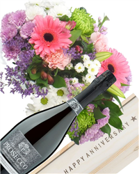 Prosecco and Flowers Anniversary Gift