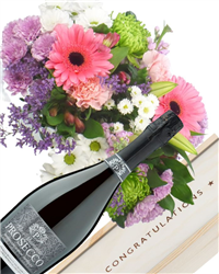 Prosecco and Flowers Congratulations Gift
