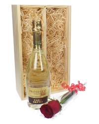 Prosecco and Red Rose Gift