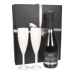 Prosecco And White Flutes Gift Box