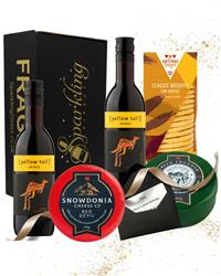 Red Wine and Cheese Gift Set – [yellow tail] Shiraz (2 × 187ml) with cheese and biscuits