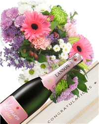 Rose Champagne And Flowers Congratulations Gift