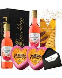Rose Wine and Love Heart Cheese Gift Set - 2 x Blossom Hill White Zinfandel