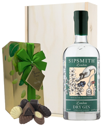 Sipsmith Gin And Chocolates Gift Set in Wooden Box