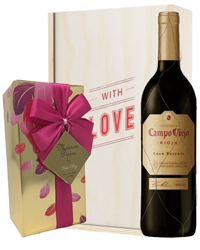 Spanish Gran Reserva Valentines Wine and Chocolate Gift Box