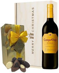 Spanish Rioja Tempranillo Red Wine Christmas Wine and Chocolate Gift Box