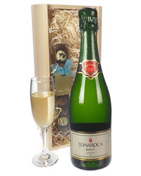 Sumarroca Cava Sparkling Wine and Chocolates Gift Set in Wooden Box