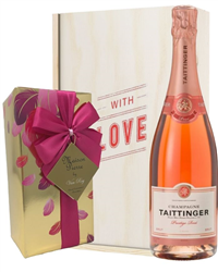 Taittinger Rose Valentines Champagne and Chocolates Gift Box
