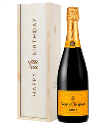 Подарок на день рождения шампанского Veuve Clicquot в деревянной коробке