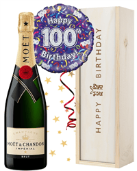 100th Birthday Champagne and Balloon Gift