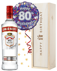 80th Birthday Vodka and Balloon Gift