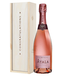 Ayala Rose Champagne Congratulations Gift In Wooden Box