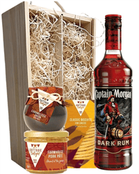 Captain Morgan Dark Rum And Gourmet Food Gift Box