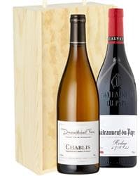 Chablis and Chateauneuf du Pape Mixed Wine Gift Set