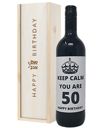 Keep Calm You Are 50 Red Wine Birthday Gift