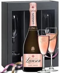 Lanson Rose Champagne Gift Set with Glasses