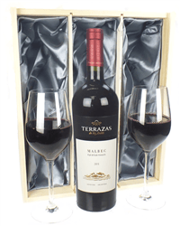 Terrazas Reserva Malbec Wine And Glasses