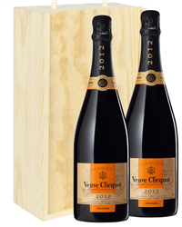 Veuve Clicquot Vintage Two Bottle Champagne Gift in Wooden Box