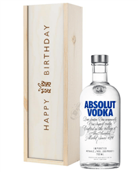 Absolut Vodka Birthday Gift In Wooden Box