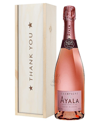 Ayala Rose Champagne Thank You Gift In Wooden Box