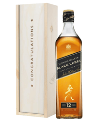 Johnnie Walker Black Label Whisky Congratulations Gift In Wooden Box