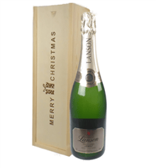 Lanson Vintage Champagne Single Bottle Christmas Gift In Wooden Box