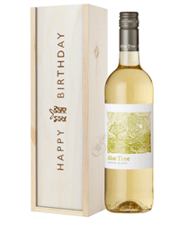 South African Chenin Blanc White Wine Birthday Gift In Wooden Box