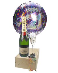 21st Birthday Gift - Moet Champagne - Balloon - Flute