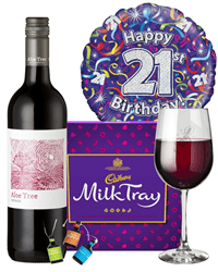 21st Birthday Wine Gift - Red Wine And Chocolates Gift Set