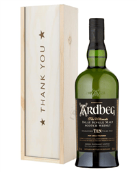 Ardbeg 10 Year Old Single Malt Whisky Thank You Gift In Wooden Box