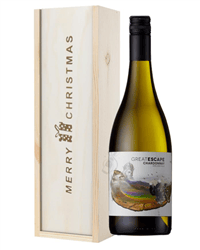 Australian Chardonnay White Wine Single Bottle Christmas Gift In Wooden Box