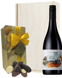 Australian Shiraz Red Wine and Chocolates Gift Set in Wooden Box