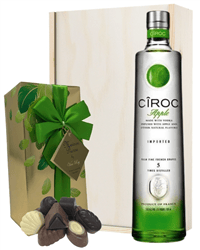 Ciroc Apple Vodka And Chocolates Gift Set in Wooden Box