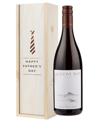 Cloudy Bay Pinot Noir Red Wine Fathers Day Gift In Wooden Box
