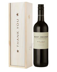 French Malbec Red Wine Thank You Gift In Wooden Box