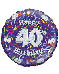Happy 40th Birthday Helium Balloon Gift