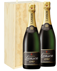 Lanson Two Bottle Champagne Gift in Wooden Box