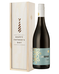 Merlot Red Wine Fathers Day Gift In Wooden Box
